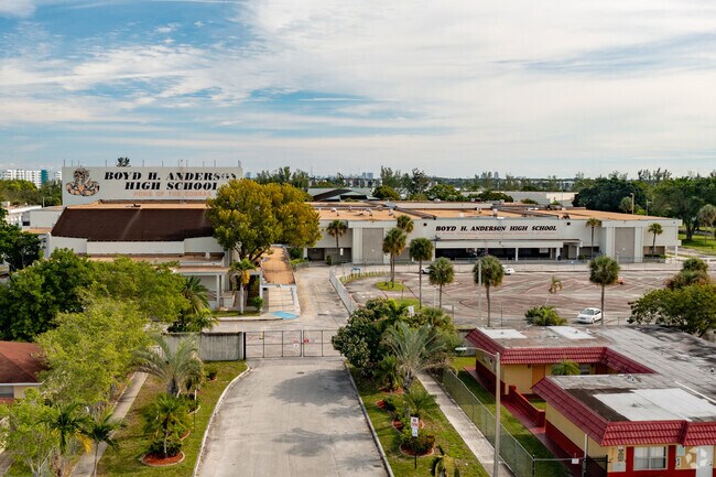 Front view of Boyd H. Anderson High School in Lauderdale Lakes, FL.
