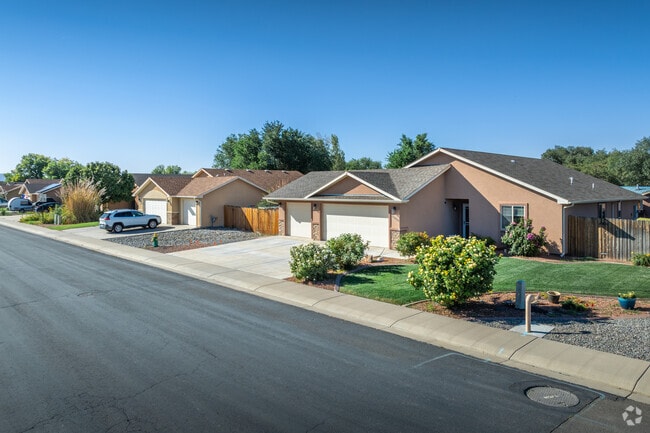 Rows of modern ranch-style homes are seen in a new community in Southeast Grand Junction.