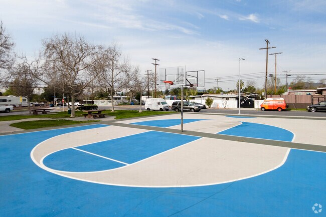 The basketball court at Hubert Humphrey Rec Center in Pacoima is popular with locals.
