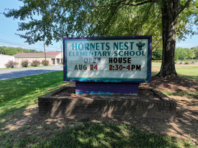 Hornets Nest Elementary School signage keeps parents updated about the school community.