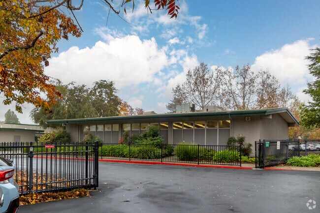 A view of The Harker School Lower Division classrooms from the street.