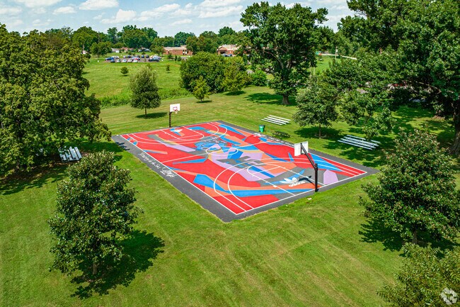 Shively Park has a beautifully painted adidas basketball court.