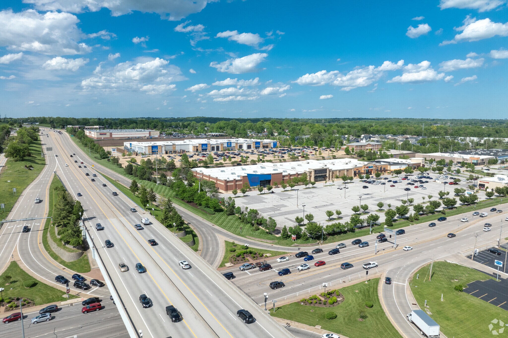 Big store chains such as Costco and Walmart can be found north of Valley Park.