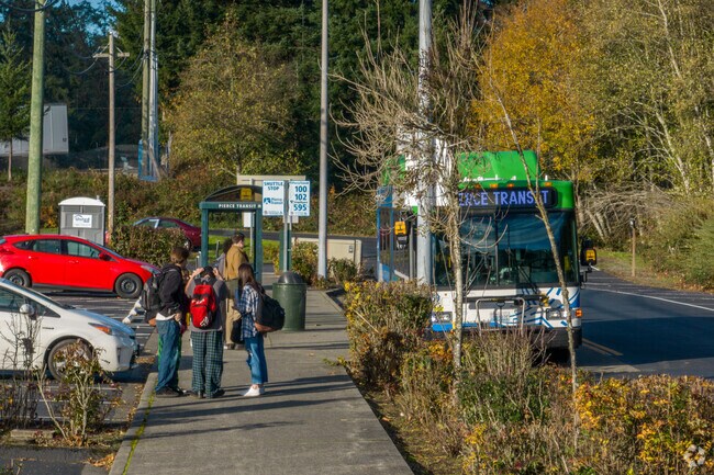 Bus stops along Purdy Drive connect residents to nearby towns.
