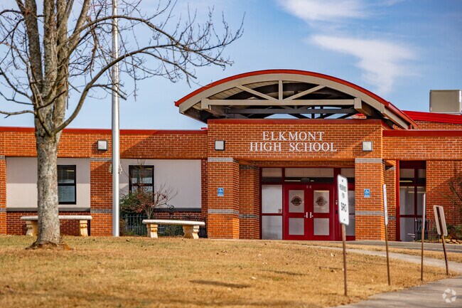 633 students walk through the entrance to Elkmont High School.