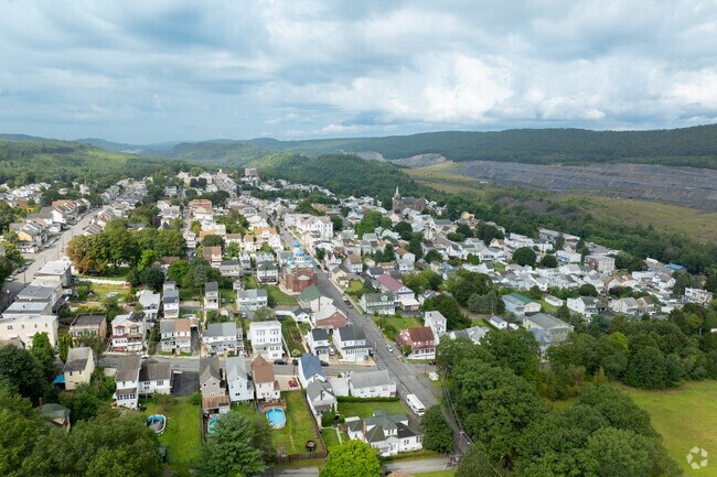 Coaldale’s mining legacy is visible in the surrounding hillsides.