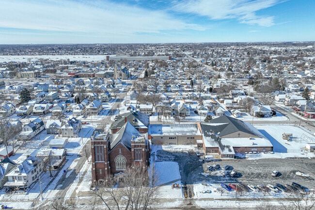 The campus at Kenosha Lutheran Academy when viewed from above is beautiful.