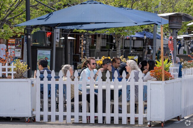 California Avenue near Ventura is lined with restaurants offering outdoor seating perfect for sunny Palo Alto days.