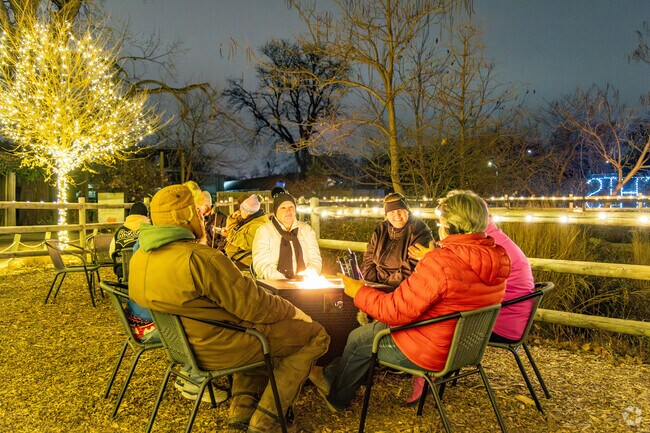 Locals enjoy s'mores and cozying up by the fire at Zoo Lights Powered by LES.