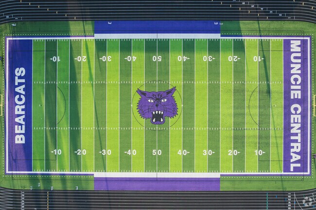 Muncie Central High School offers strong academic and athletic programs near Westwood Historic District.