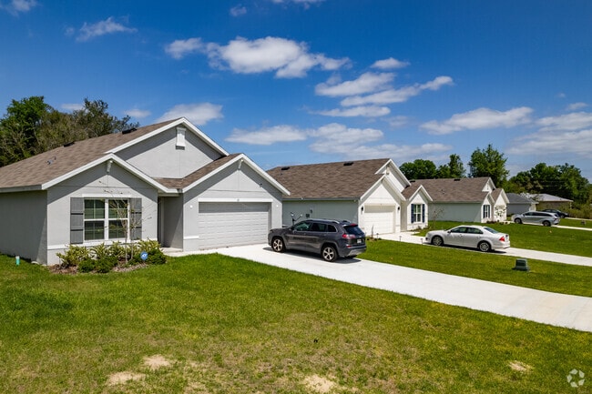 A beautiful row of larger stucco ranch style homes in Marion Oaks.