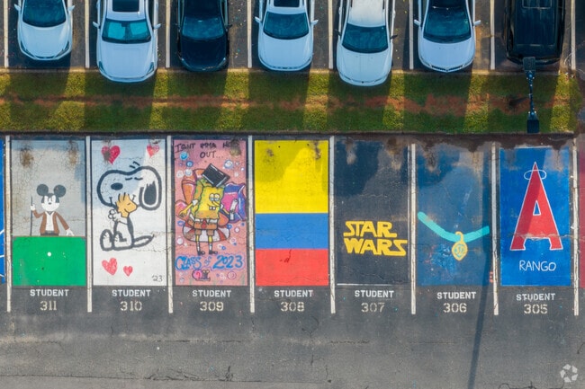 Students of Southside Christian 
 are decorating their parking spots.