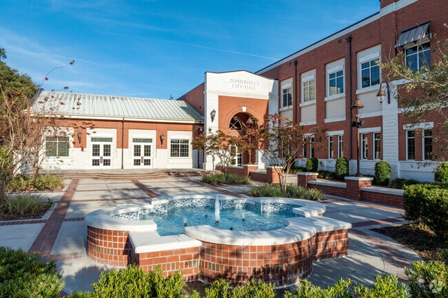 The Zephyrhills City Hall building keeps the old brick style from days past.