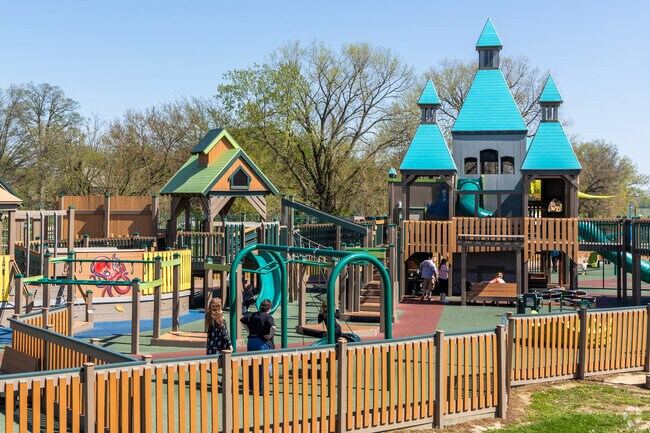 Mickey's Kingdom is a 21,000-square-foot, all-abilities playground located along the Ohio River in downtown Evansville.