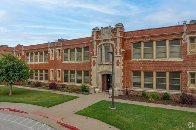 The entrance to Hawthorne Elementary faces a neighborhood where children walk to school.