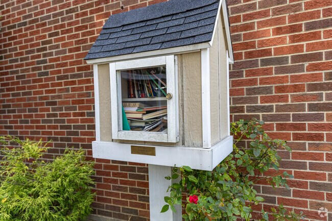 A little library is a great place to share book with families at Shoals Elementary School.