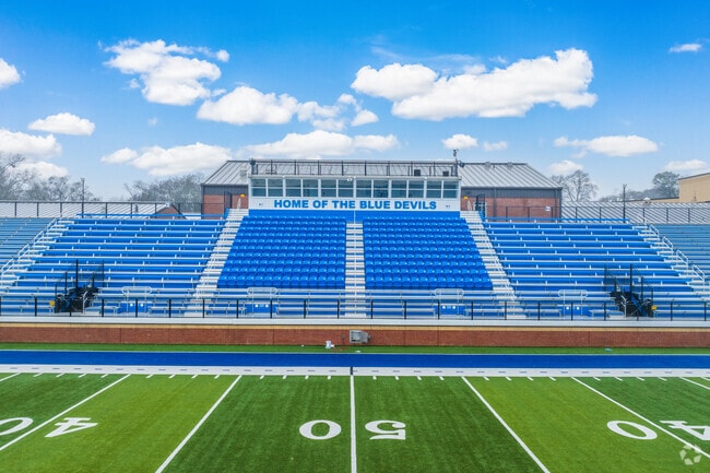 Bremen High School's mascot is the Blue Devils with colors of white and royal blue.