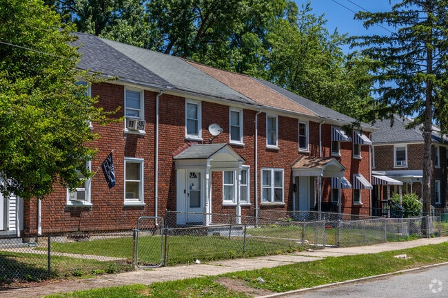 Row houses in Fairview tend to have a small front and back yard.