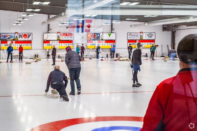 Professionals and amateurs alike practice at the Denver Curling Center in Ashwood.