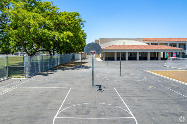 John Marshall Elementary School has basketball courts for some outdoor activity.