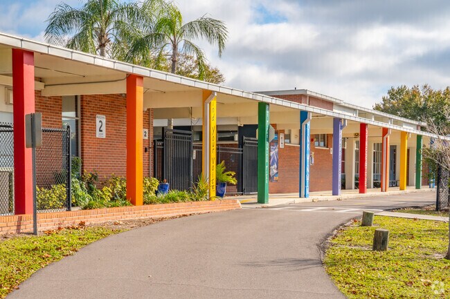 Lanier Elementary School side entrance welcomes students to learn.