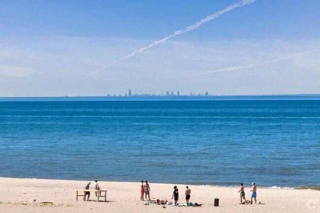 Residents of Ogden Dunes enjoy the view of the Chicago Skyline from their private beach.