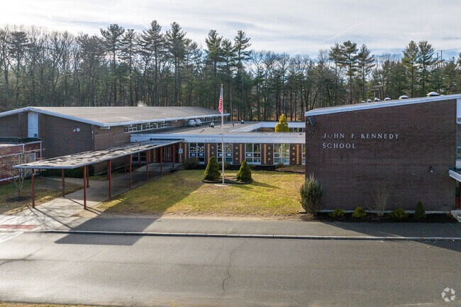 The main entrance to the John F. Kennedy Elementary School in Billerica, MA.