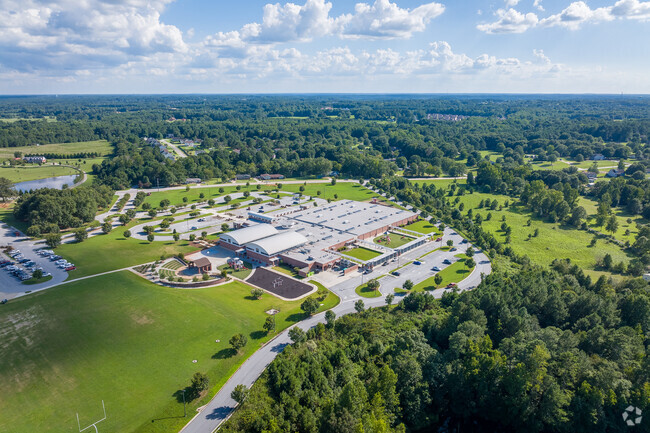 A birds eye view shows off Loganville Elementary School's campus in Loganville.