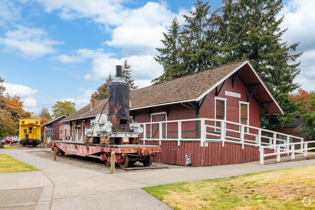 Depot Park has several historic buildings, including an old railroad station.