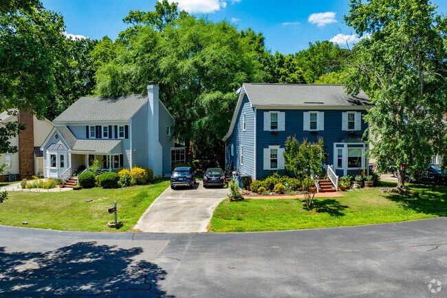 Many homes in Northeast Raleigh are arranged on curving streets in wooded residential areas.
