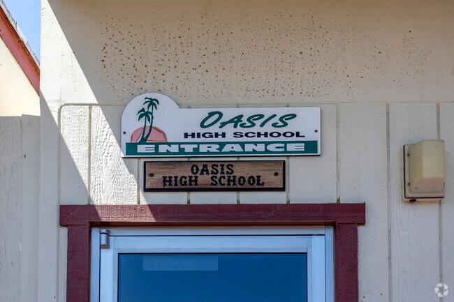 The sign of the Oasis High School in Fallbrook.