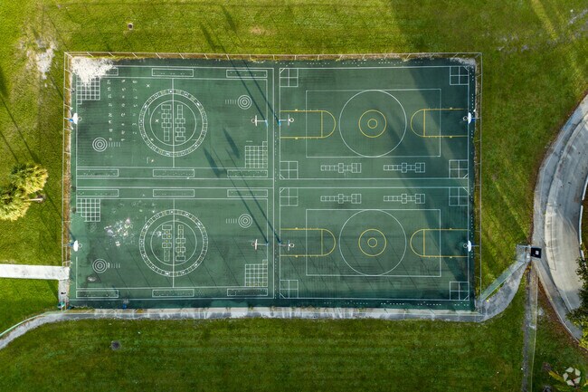 90 degree look down of the Tedder Elementary School basketball court in Pompano Beach, FL.