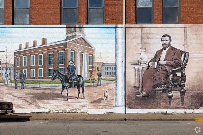 Ulysses S. Grant Portrait in a large display at the center of Georgetown.