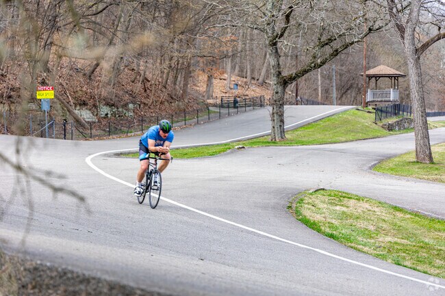 The Highland Park bike track is frequently used by residents racing road bikes.