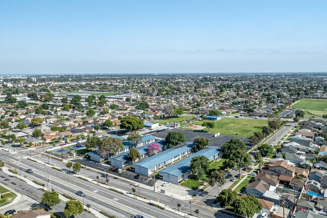 An aerial view of D.D. Johnston Elementary School in Norwalk.