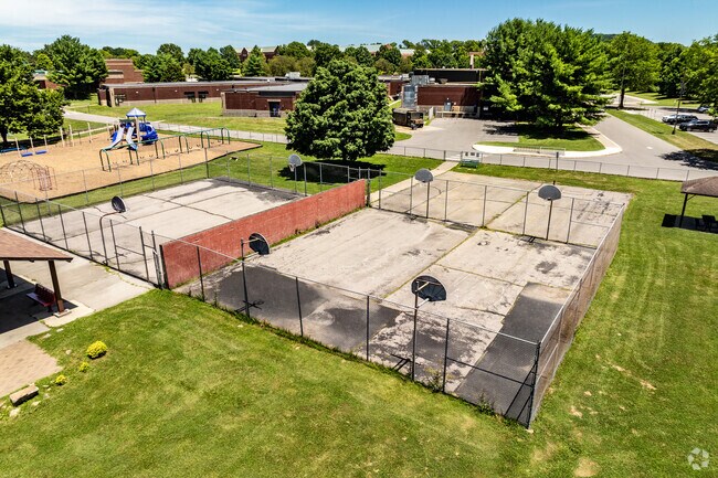 Crockett Elementary School has several basketball courts.