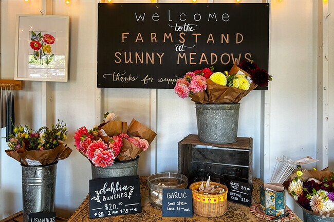 Sunny Meadows offers a Farmstand to the public where you can purchase gorgeous flower boutiques.