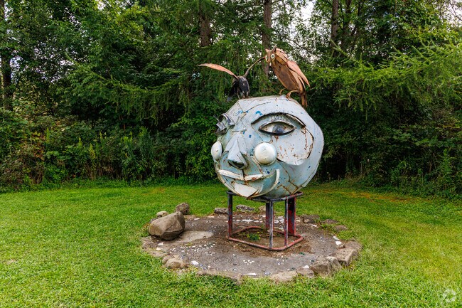 Nature trails around McLean display community artwork and sculpture.