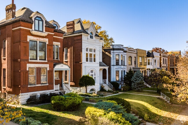 Rows of brick homes with curb appeal line the streets of Central West End.