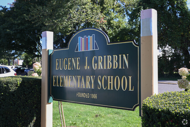 Signage greats students and visitors as they enter the Eugene Gribbons school.