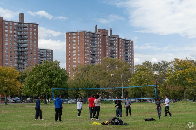 Soundview Park in the Bronx often hosts volleyball and outdoor activities.