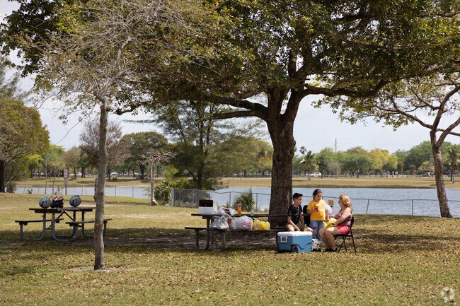 Pinewood Park residents enjoy their picnic space at he Arthur Woodard Park.