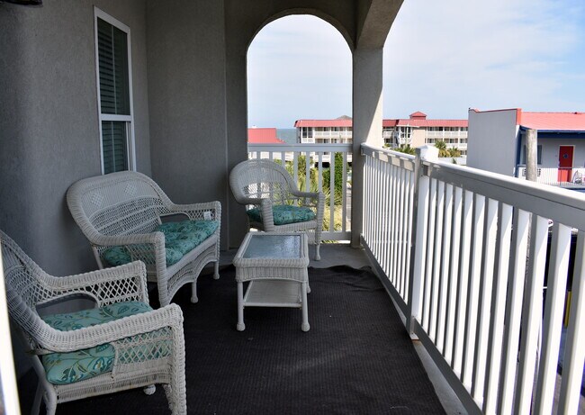 view of ocean from private covered balcony