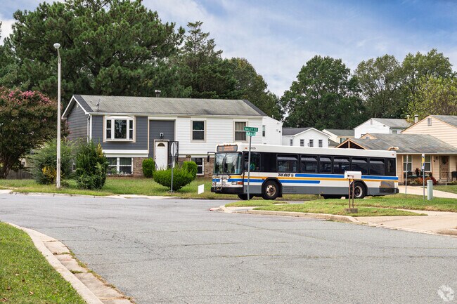 Bus stops are conveniently located throughout the neighborhood.