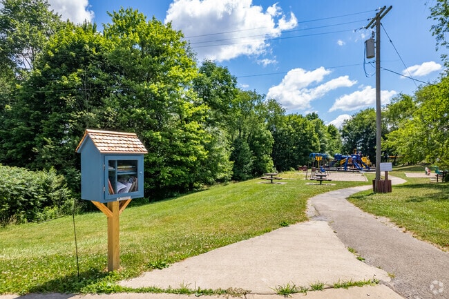 Take a book from the little library at Center Township Elementary School.