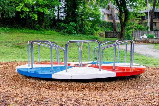 Playground equipment awaits children at Roanoke Court Park adjacent to Wilson-Hutton.