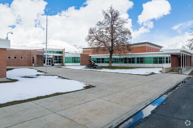 Orem Junior High School entrance in Geneva neighborhood, Utah.
