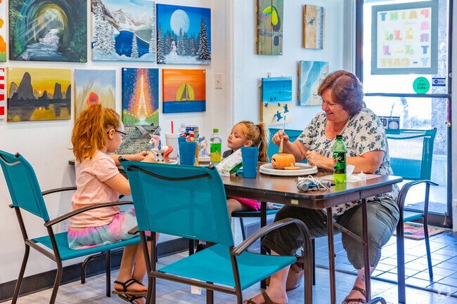 A new family ritual, a day at Paint Party Cafe in Beacon Woods.