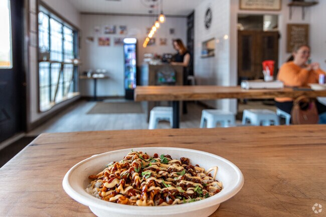 Stop by Tyrone's She Craft Co for a She-Bowl with jasmine rice, steak and signature sauces.