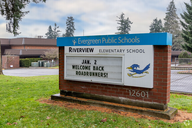 Riverview Elementary School marquee keeps the community up to date in Vancouver, WA.